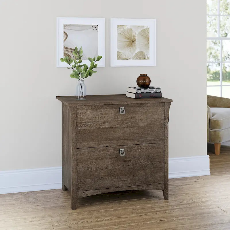 Grey/Brown/Tan/Beige 2-Drawer Lateral File Cabinet, Single User