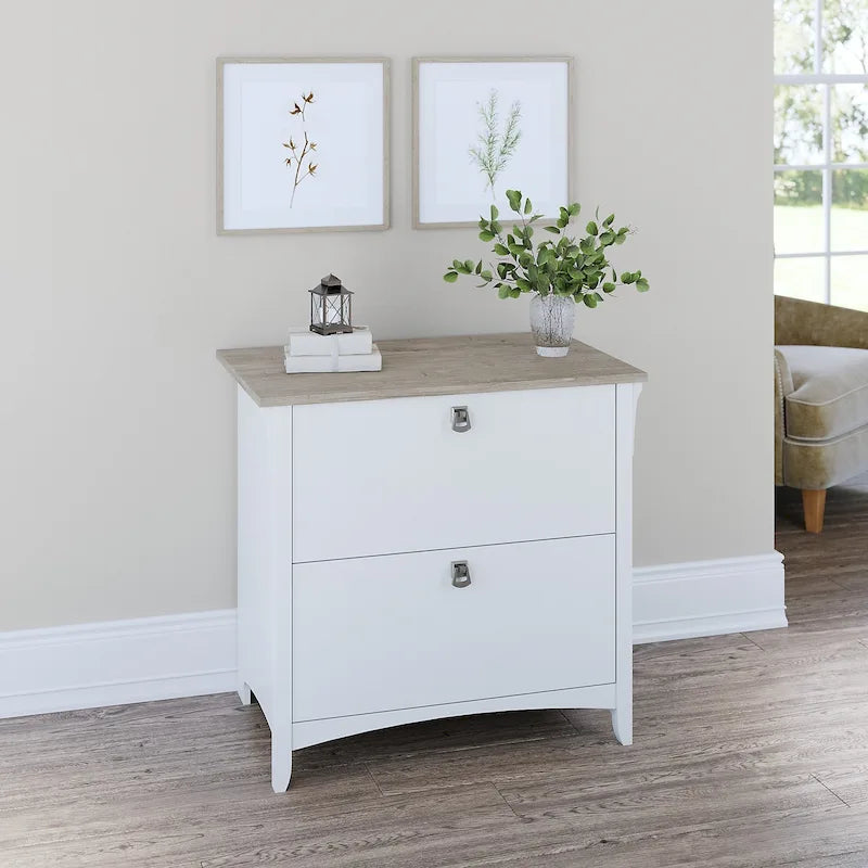 Grey/Brown/Tan/Beige 2-Drawer Lateral File Cabinet, Single User