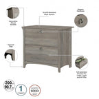 Grey/Brown/Tan/Beige 2-Drawer Lateral File Cabinet, Single User