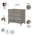 Grey/Brown/Tan/Beige 2-Drawer Lateral File Cabinet, Single User