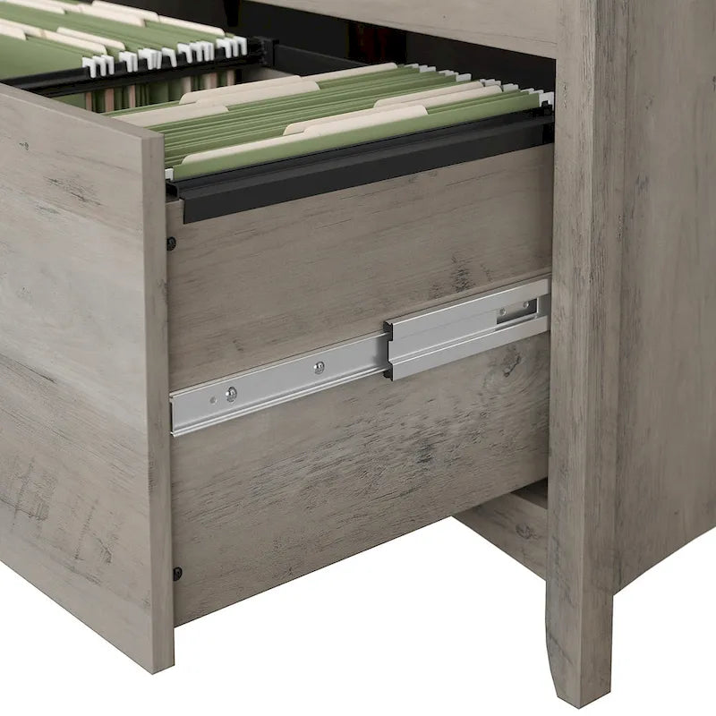 Grey/Brown/Tan/Beige 2-Drawer Lateral File Cabinet, Single User