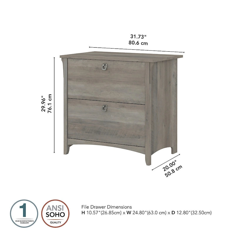 Grey/Brown/Tan/Beige 2-Drawer Lateral File Cabinet, Single User