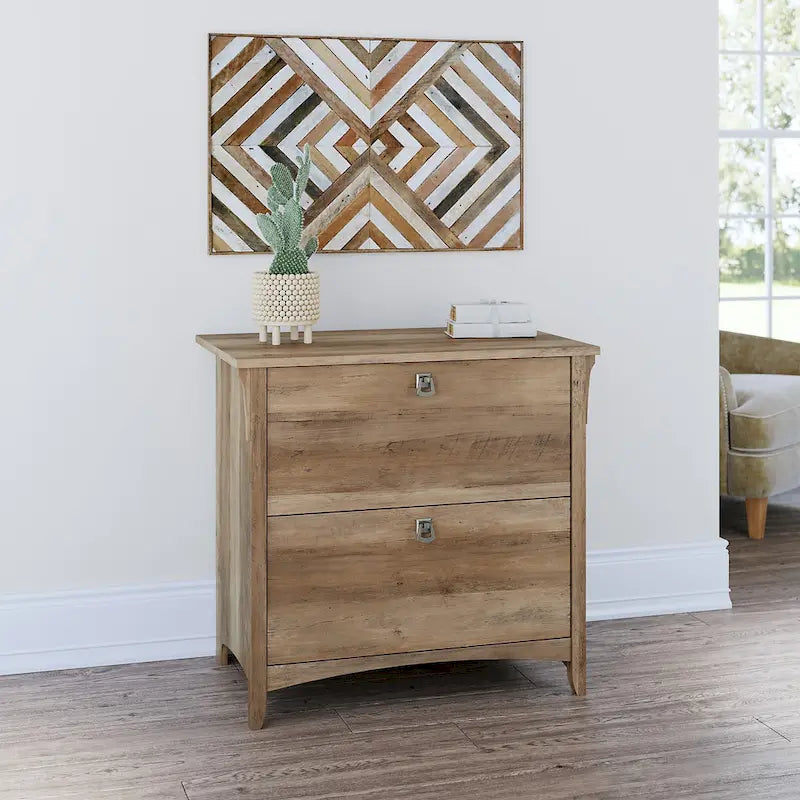 Grey/Brown/Tan/Beige 2-Drawer Lateral File Cabinet, Single User