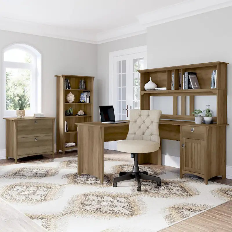 Grey/Brown/Tan/Beige 2-Drawer Lateral File Cabinet, Single User