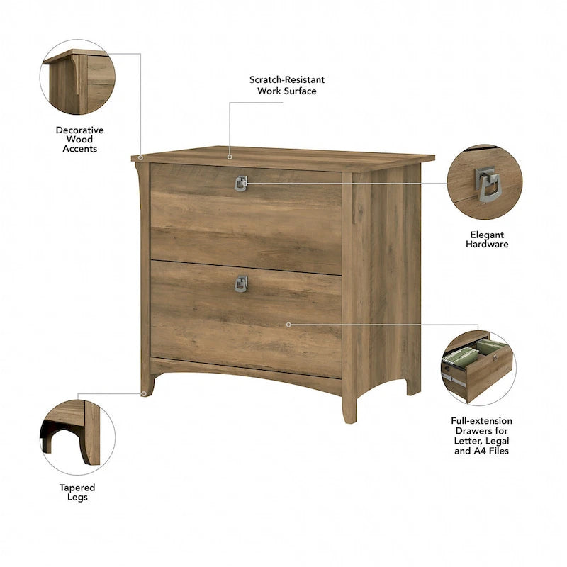 Grey/Brown/Tan/Beige 2-Drawer Lateral File Cabinet, Single User