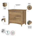 Grey/Brown/Tan/Beige 2-Drawer Lateral File Cabinet, Single User
