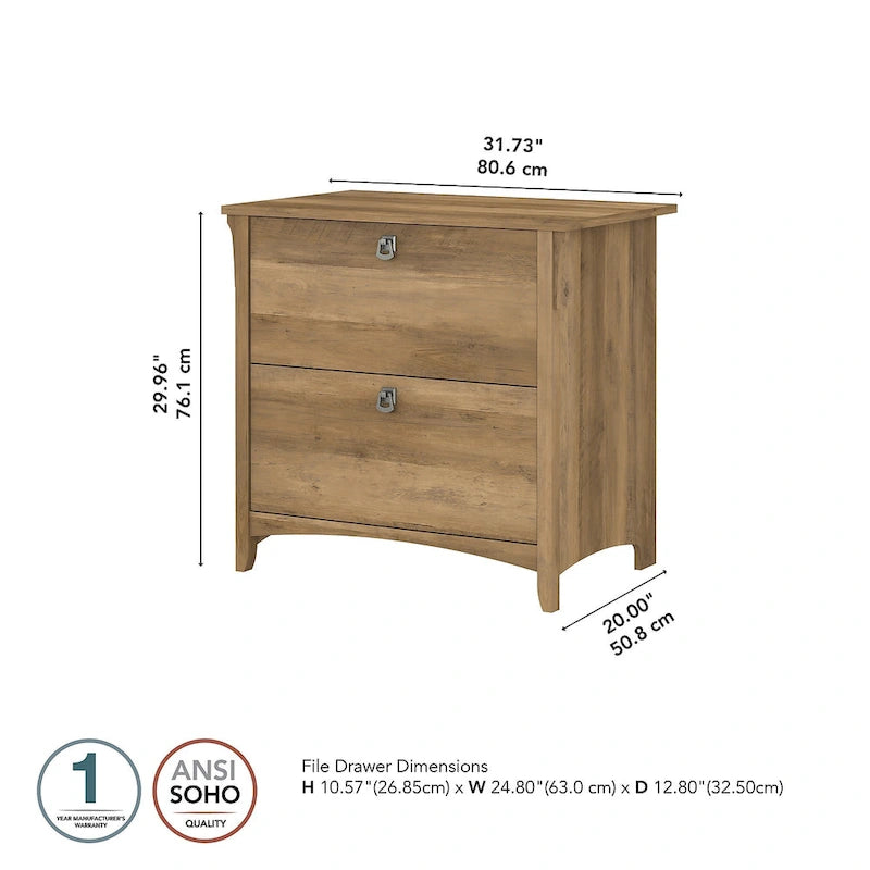 Grey/Brown/Tan/Beige 2-Drawer Lateral File Cabinet, Single User