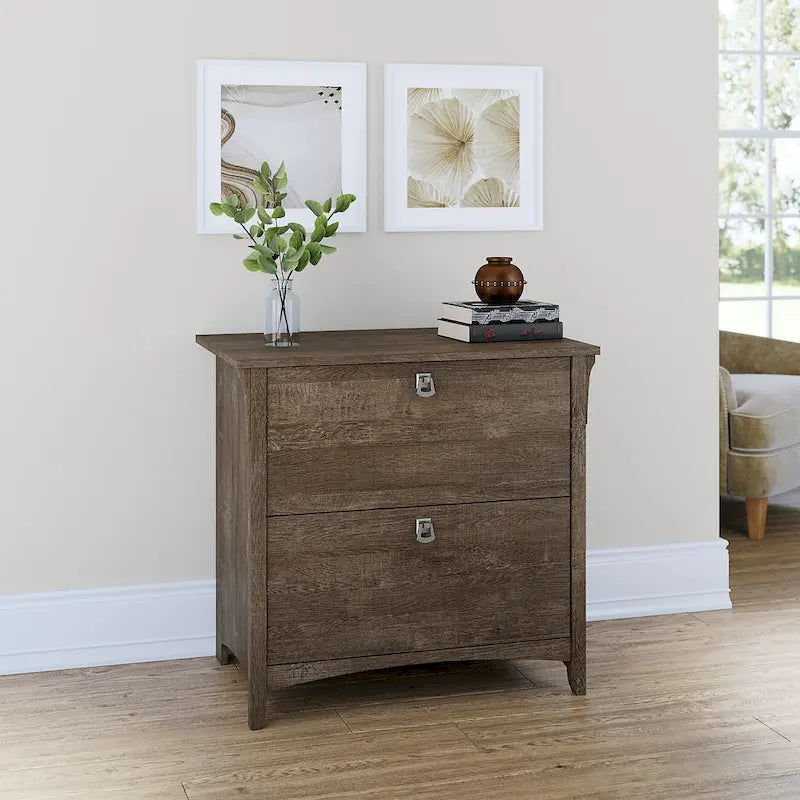 Grey/Brown/Tan/Beige 2-Drawer Lateral File Cabinet, Single User