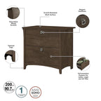 Grey/Brown/Tan/Beige 2-Drawer Lateral File Cabinet, Single User