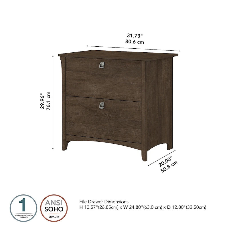 Grey/Brown/Tan/Beige 2-Drawer Lateral File Cabinet, Single User