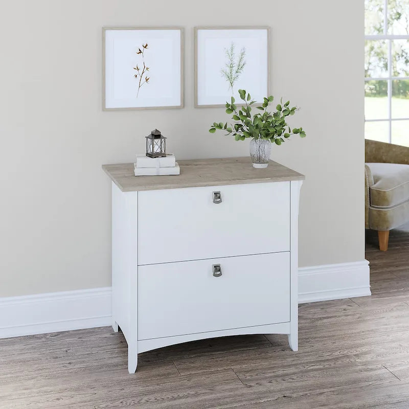 Grey/Brown/Tan/Beige 2-Drawer Lateral File Cabinet, Single User