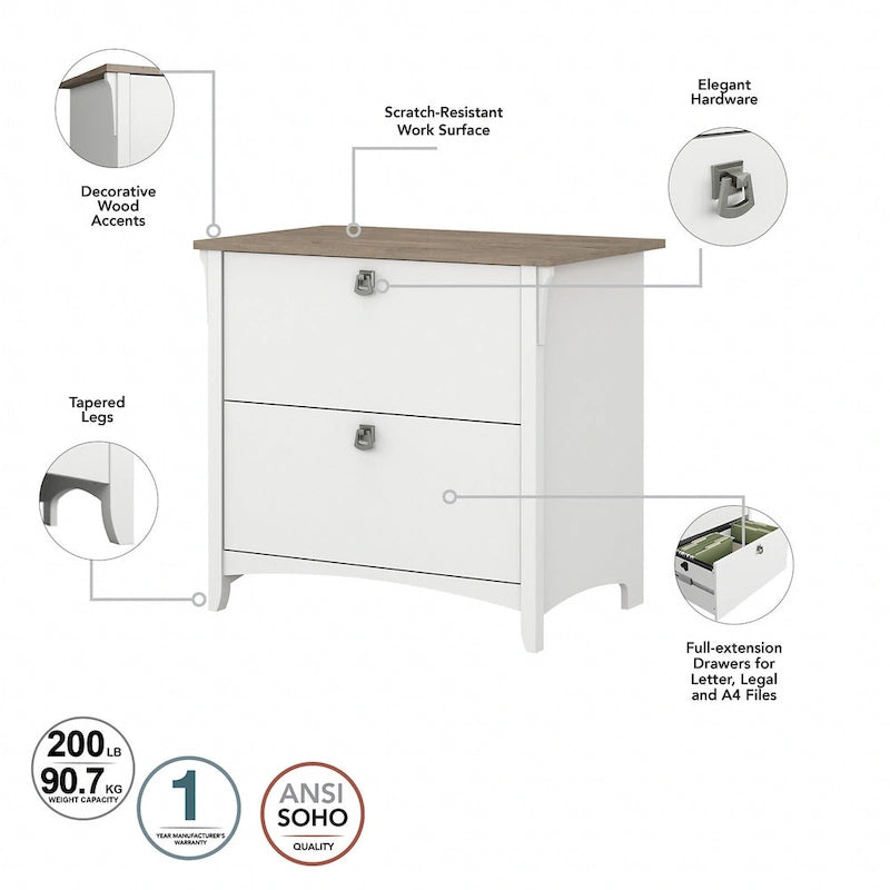 Grey/Brown/Tan/Beige 2-Drawer Lateral File Cabinet, Single User