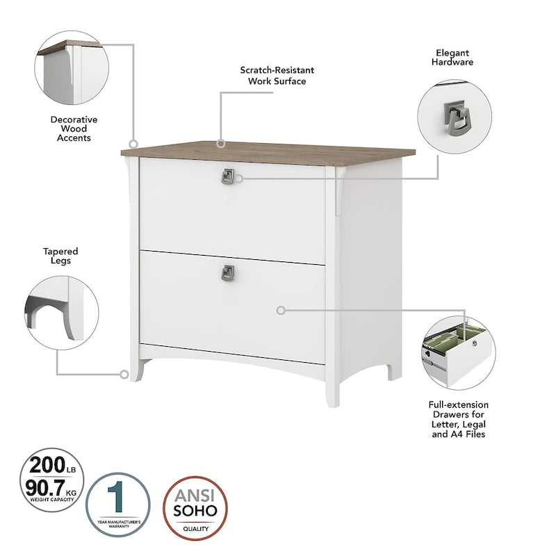 Grey/Brown/Tan/Beige 2-Drawer Lateral File Cabinet, Single User
