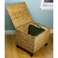 Natural Wicker Rolling Filing Cabinet & Printer Stand, 1-Person