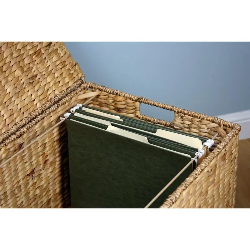 Natural Wicker Rolling Filing Cabinet & Printer Stand, 1-Person