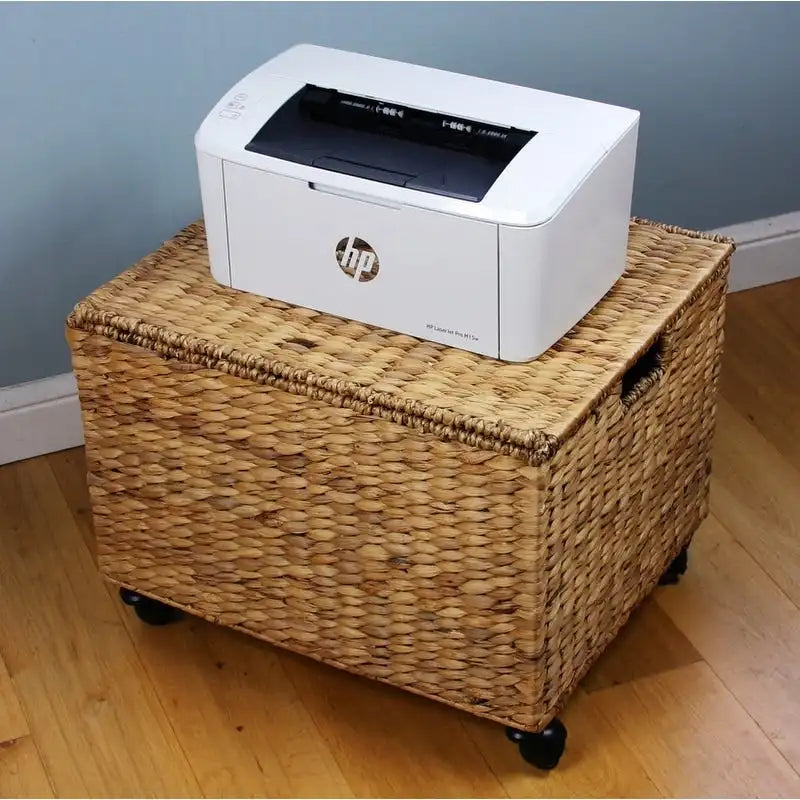 Natural Wicker Rolling Filing Cabinet & Printer Stand, 1-Person