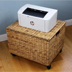 Natural Wicker Rolling Filing Cabinet & Printer Stand, 1-Person