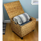 Natural Wicker Rolling Filing Cabinet & Printer Stand, 1-Person