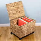 Natural Wicker Rolling Filing Cabinet & Printer Stand, 1-Person
