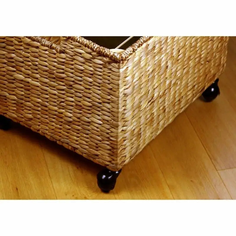 Natural Wicker Rolling Filing Cabinet & Printer Stand, 1-Person