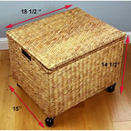 Natural Wicker Rolling Filing Cabinet & Printer Stand, 1-Person