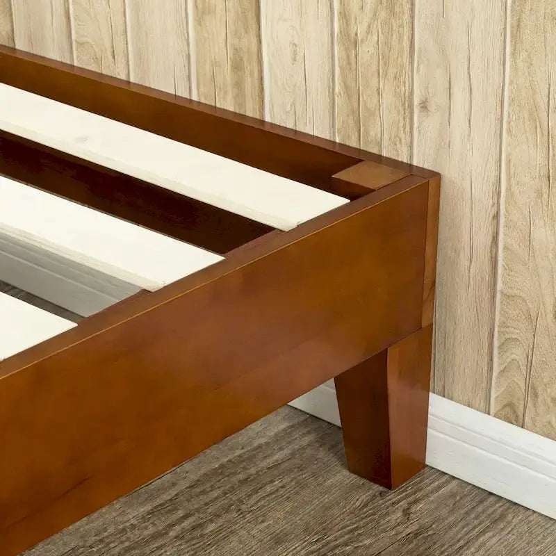 Brown Wood Twin Platform Bed Frame, Low Profile, 1-Person
