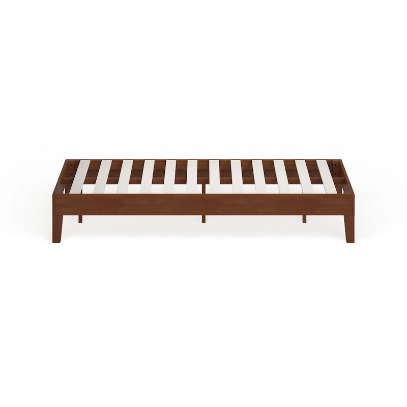 Brown Wood Twin Platform Bed Frame, Low Profile, 1-Person