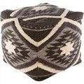Charcoal / Burnt Orange / Denim Boho Ikat Shag Cube Pouf, 1-Person