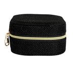 Black Fabric Travel Jewelry Organizer Box, Single User — 5"L × 3.75"W × 2"H