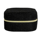 Black Fabric Travel Jewelry Organizer Box, Single User — 5"L × 3.75"W × 2"H