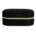 Black Fabric Travel Jewelry Organizer Box, Single User — 5"L × 3.75"W × 2"H
