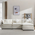 112.2  L-Shape Chenille Upholstered Sofa for Living Room Modern Luxury Sofa Couch with Ottoman, 5 Pillows, Beige