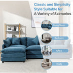 Beige L-Shape Chenille Sofa with Ottoman & 5 Pillows, Seats 3–4