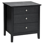 Brown / White / Black 3-Drawer Nightstand, Single