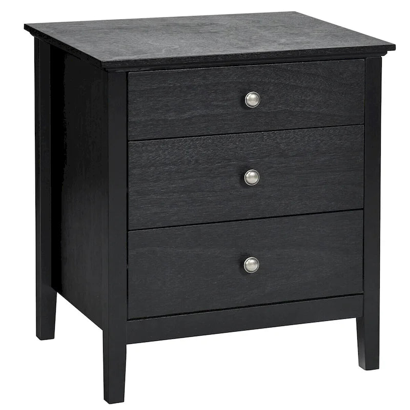 Brown / White / Black 3-Drawer Nightstand, Single