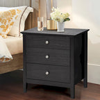 Brown / White / Black 3-Drawer Nightstand, Single