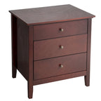 Brown / White / Black 3-Drawer Nightstand, Single
