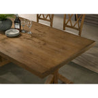 Brown Farmhouse X-Trestle Rectangular Dining Table, Seats 6