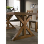 Brown Farmhouse X-Trestle Rectangular Dining Table, Seats 6