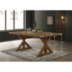 Brown Farmhouse X-Trestle Rectangular Dining Table, Seats 6