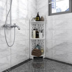 White 3-Tier Corner Shower Shelf, X-Frame Style, Single-User