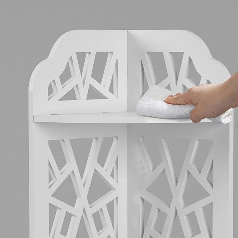 White 3-Tier Corner Shower Shelf, X-Frame Style, Single-User