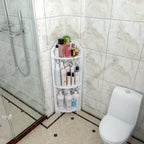 White 3-Tier Corner Shower Shelf, X-Frame Style, Single-User