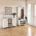 White/Black/Grey Mission Style Entryway Hall Tree, Shoe Bench & Cabinet Set, 1-Person