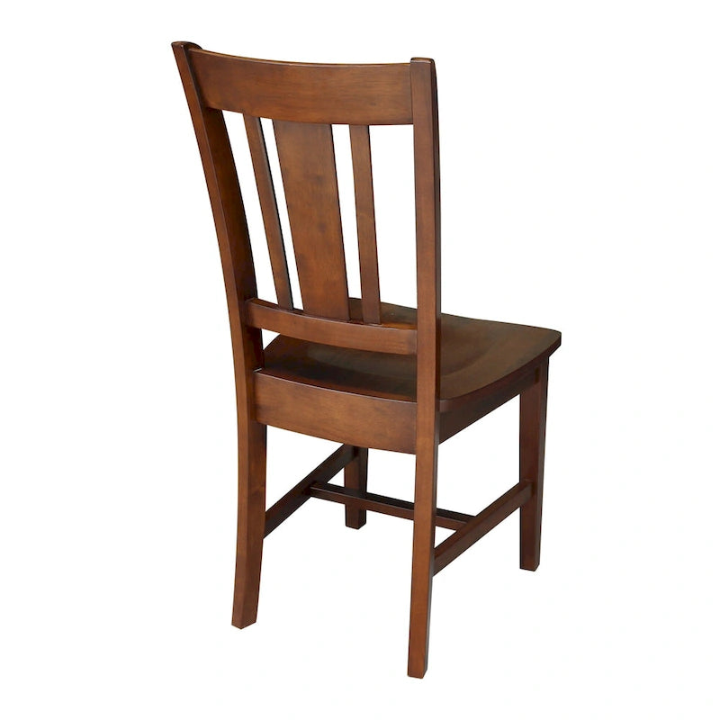 Espresso Slatted-Back Wooden Office Chair, Single-Person