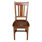 Espresso Slatted-Back Wooden Office Chair, Single-Person