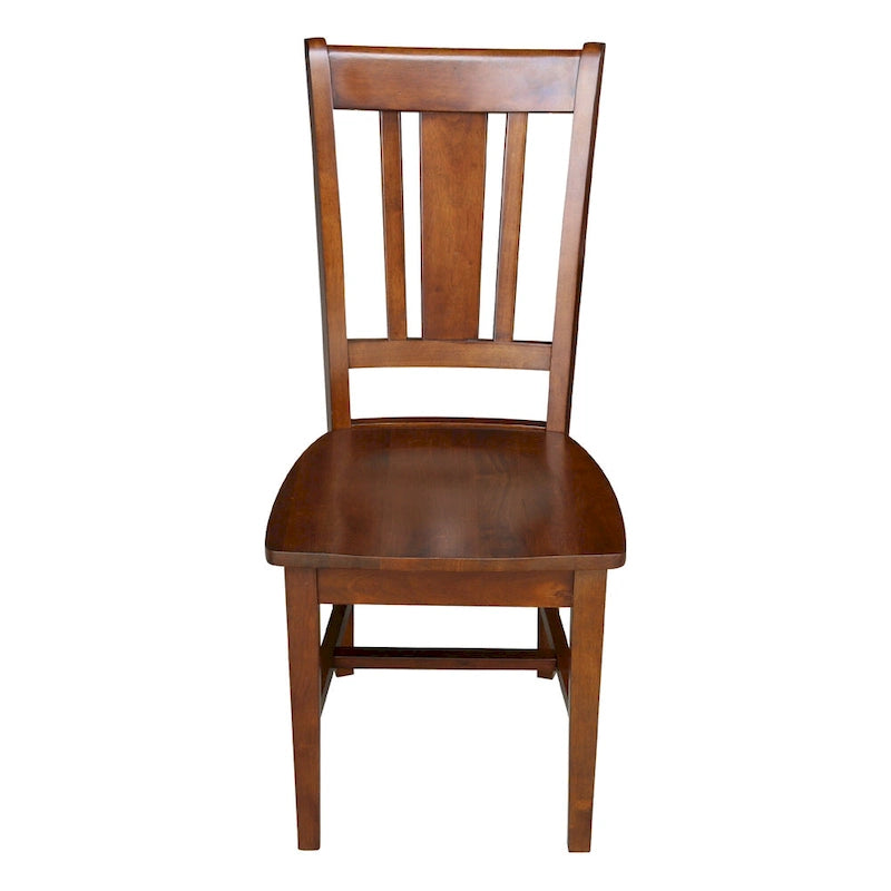 Espresso Slatted-Back Wooden Office Chair, Single-Person