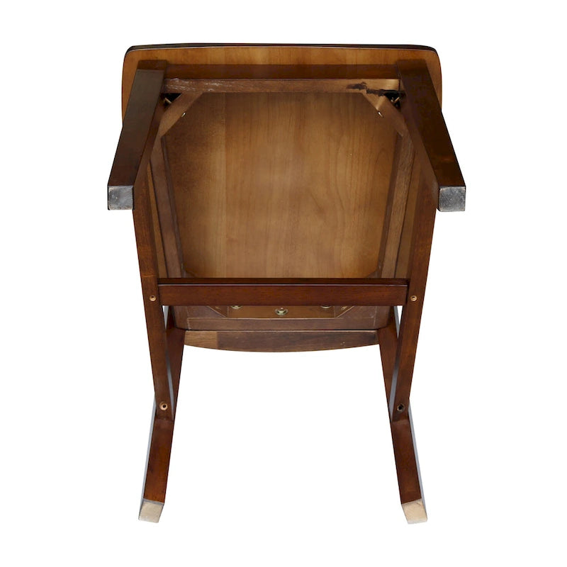 Espresso Slatted-Back Wooden Office Chair, Single-Person