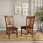 Espresso Slatted-Back Wooden Office Chair, Single-Person