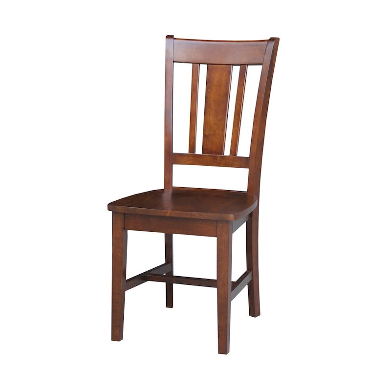 Espresso Slatted-Back Wooden Office Chair, Single-Person